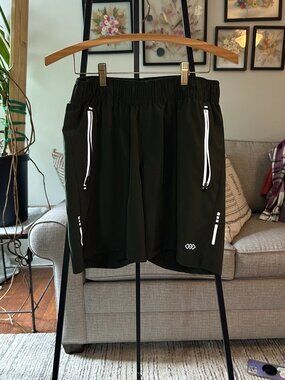 Men's Olive Dark Green Athletic Shorts Elastic Waist Lightweight